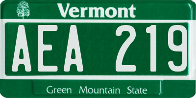 VT license plate AEA219
