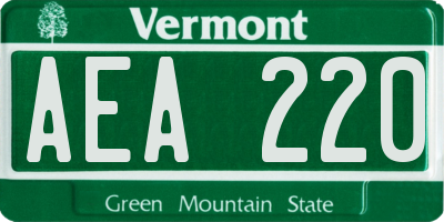 VT license plate AEA220