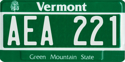 VT license plate AEA221