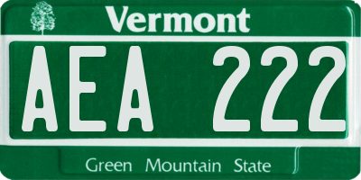 VT license plate AEA222