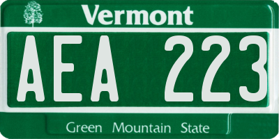 VT license plate AEA223