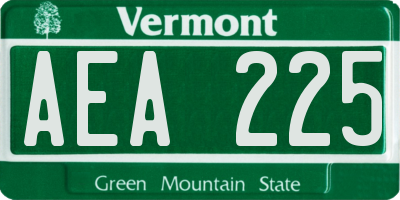 VT license plate AEA225