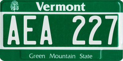 VT license plate AEA227