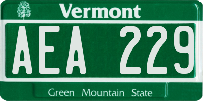 VT license plate AEA229