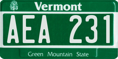 VT license plate AEA231