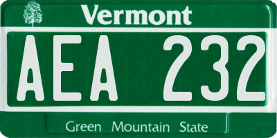 VT license plate AEA232
