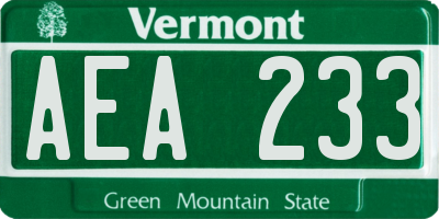 VT license plate AEA233