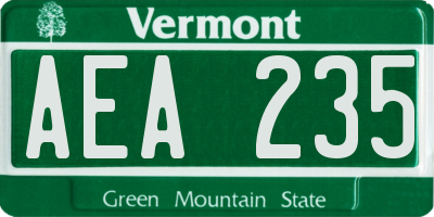 VT license plate AEA235