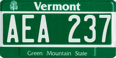VT license plate AEA237