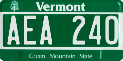 VT license plate AEA240