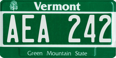 VT license plate AEA242