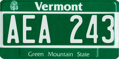 VT license plate AEA243
