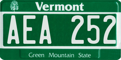 VT license plate AEA252