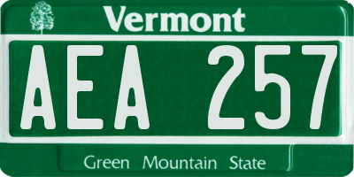 VT license plate AEA257