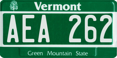 VT license plate AEA262