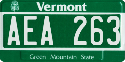 VT license plate AEA263