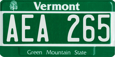 VT license plate AEA265