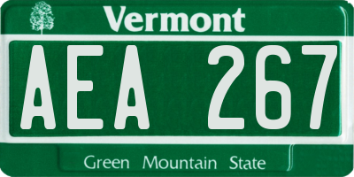 VT license plate AEA267