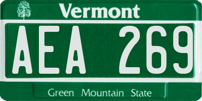 VT license plate AEA269