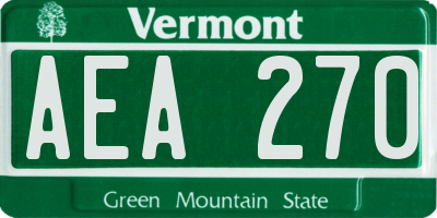 VT license plate AEA270