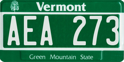 VT license plate AEA273