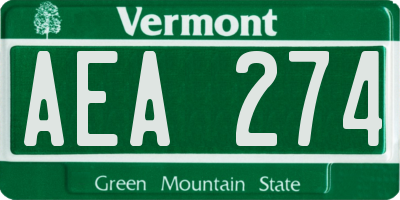 VT license plate AEA274