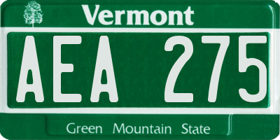 VT license plate AEA275