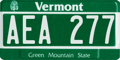 VT license plate AEA277