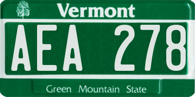 VT license plate AEA278
