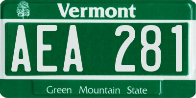 VT license plate AEA281