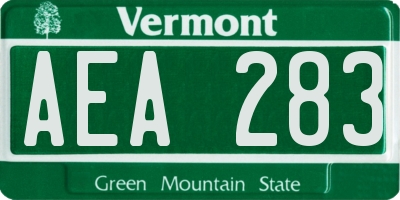 VT license plate AEA283