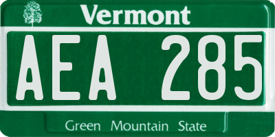 VT license plate AEA285