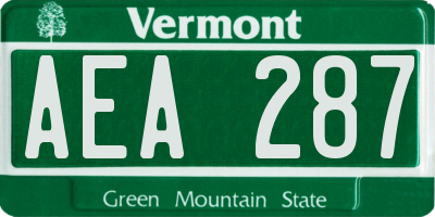 VT license plate AEA287