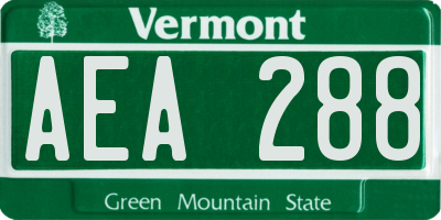 VT license plate AEA288
