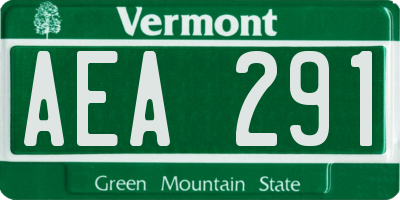 VT license plate AEA291