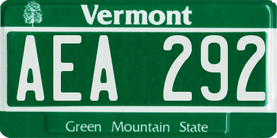 VT license plate AEA292