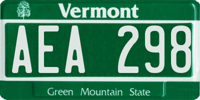 VT license plate AEA298