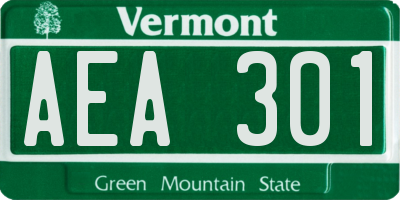 VT license plate AEA301