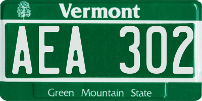 VT license plate AEA302