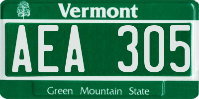 VT license plate AEA305