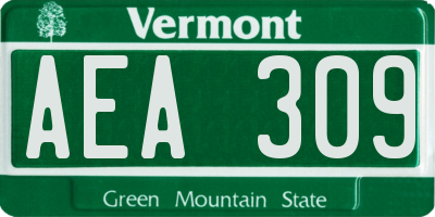 VT license plate AEA309