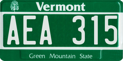 VT license plate AEA315