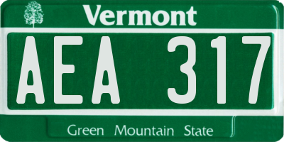 VT license plate AEA317