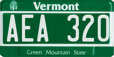 VT license plate AEA320