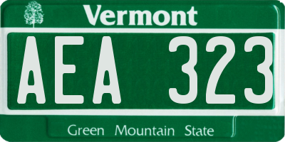 VT license plate AEA323
