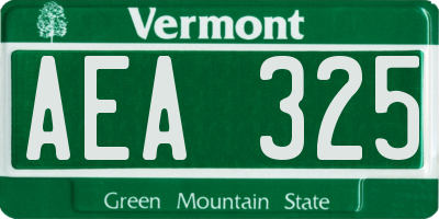 VT license plate AEA325