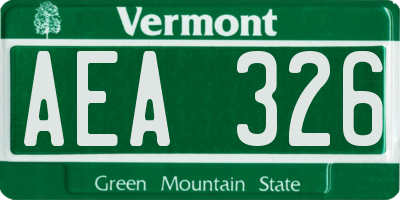 VT license plate AEA326