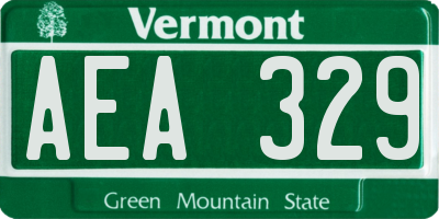 VT license plate AEA329