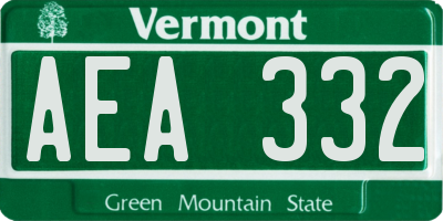 VT license plate AEA332