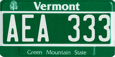 VT license plate AEA333
